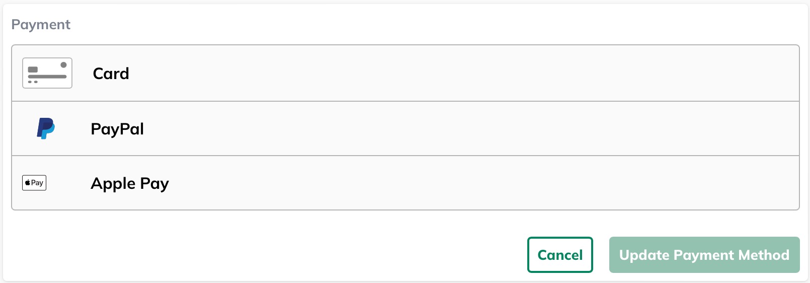 select payment method