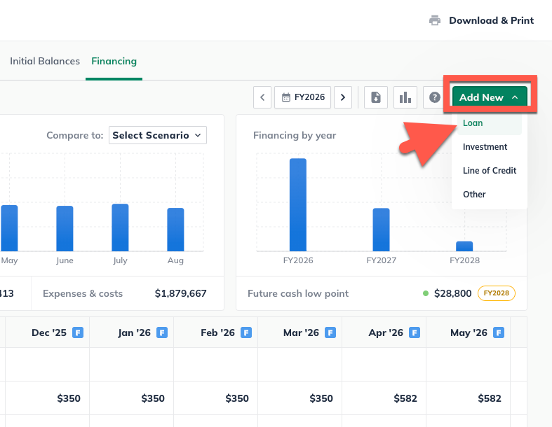 financing page with add loan highlighted.png