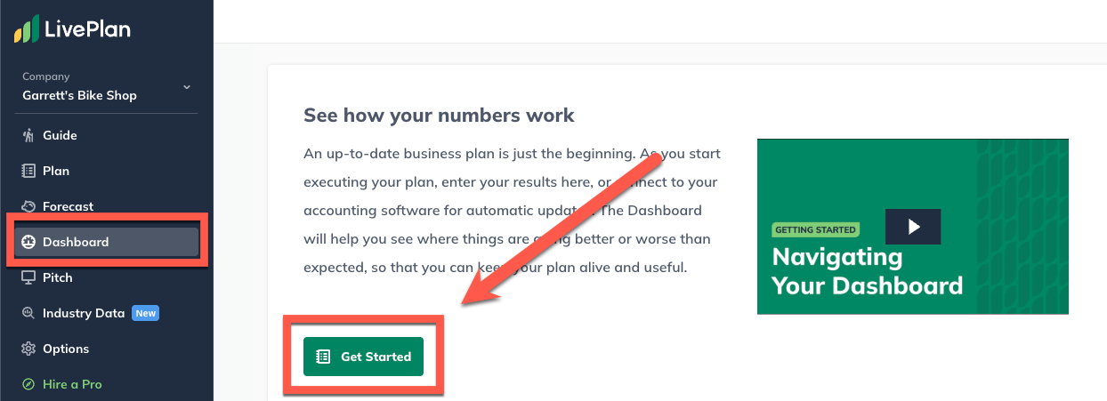 dashboard section first visit with Get Started highlighted.png