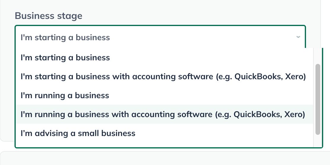 running a business with accounting software create company detail.png