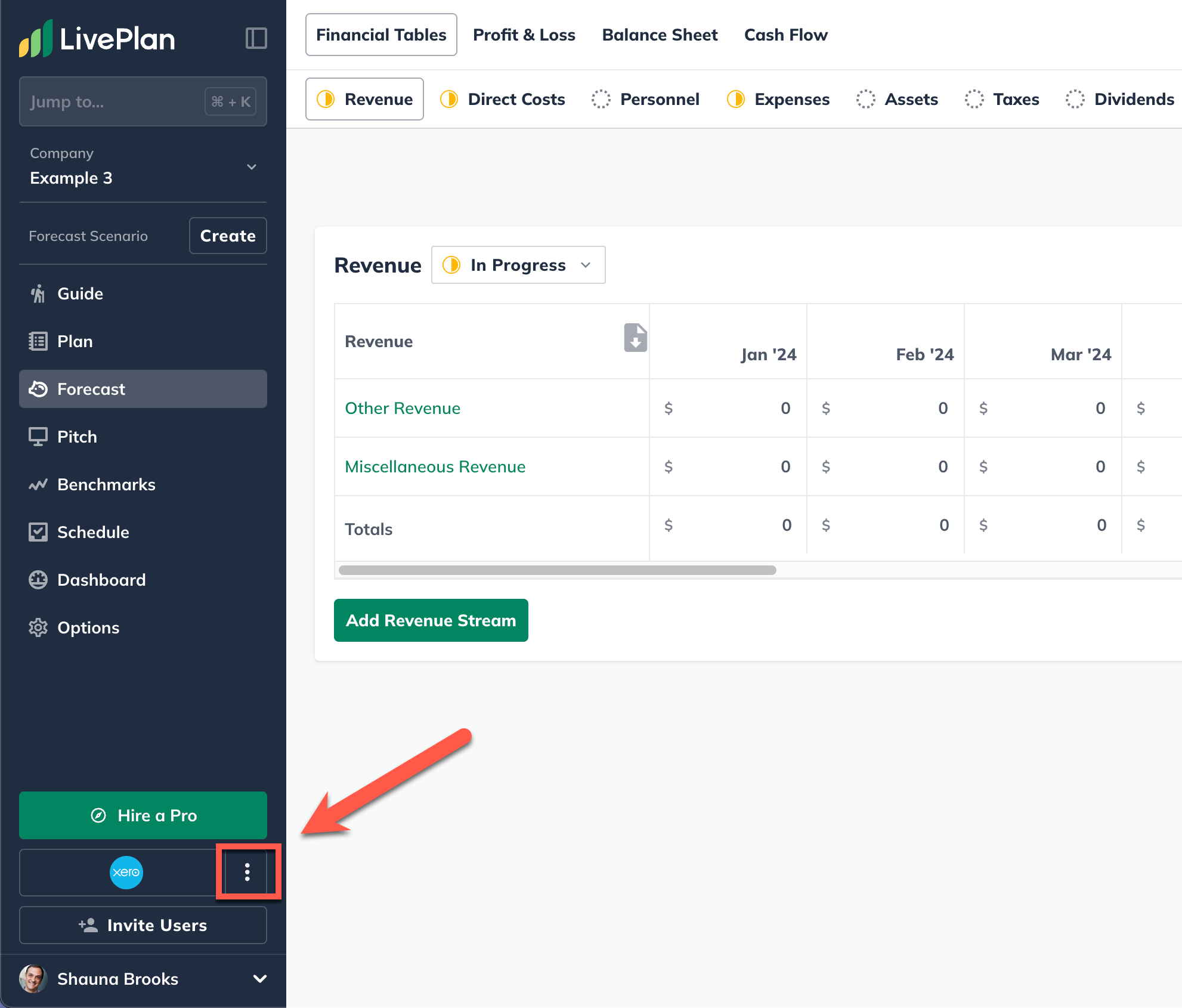 xero accounting menu three dots highlighted.png